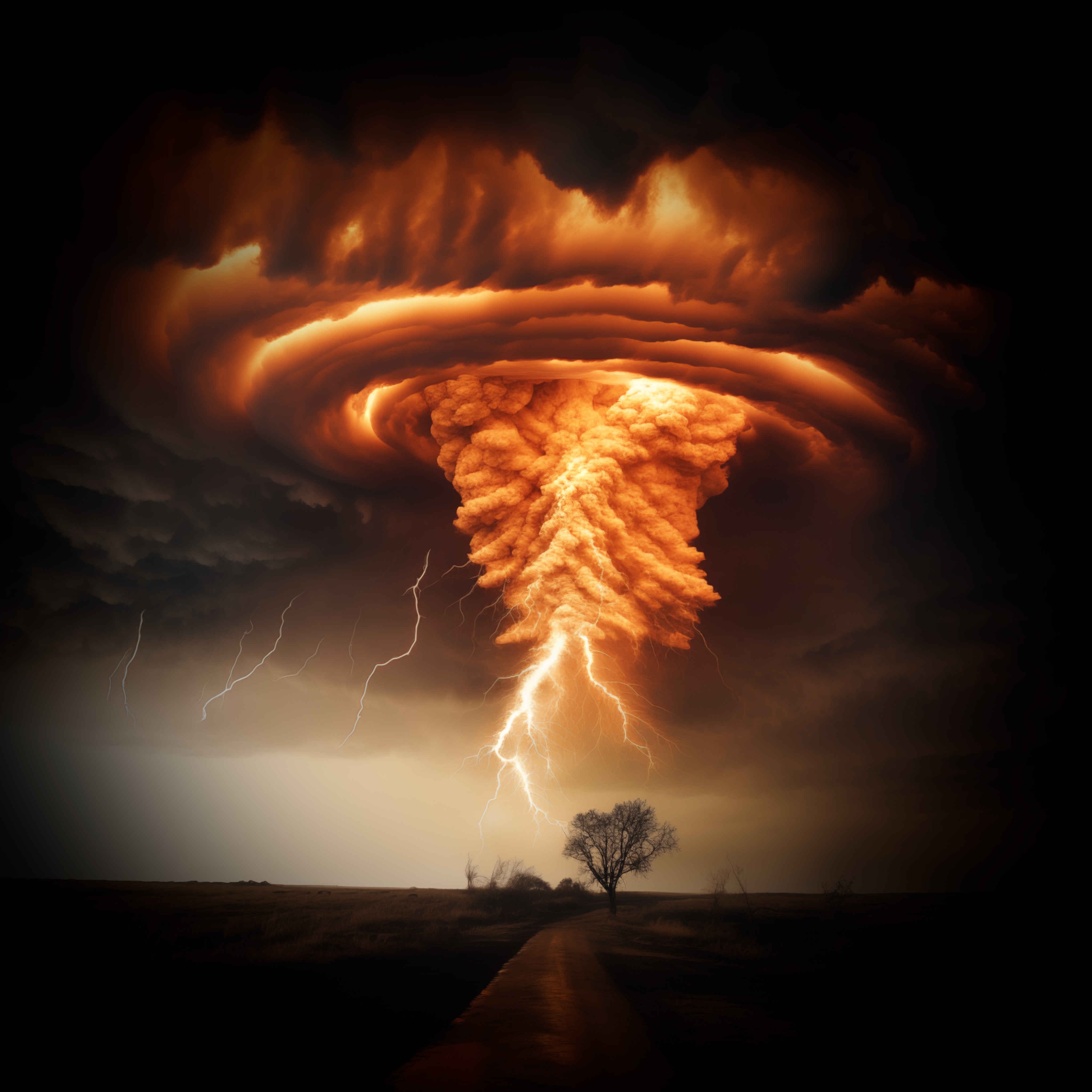 Dramatic storm with lightning